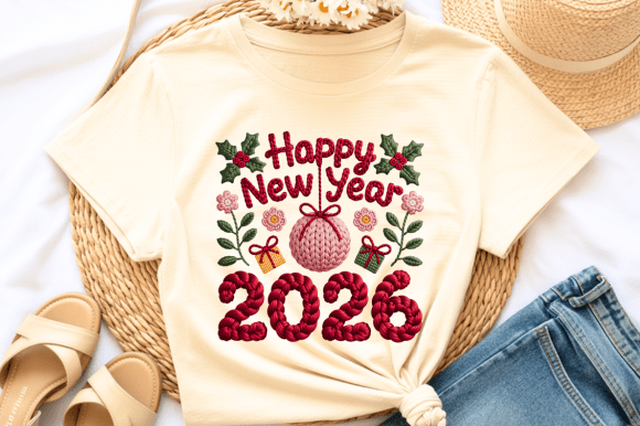 2026 Happy New Year Knitted Embroidery