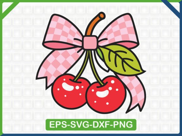 Cherry with Gingham Bow Embroidery