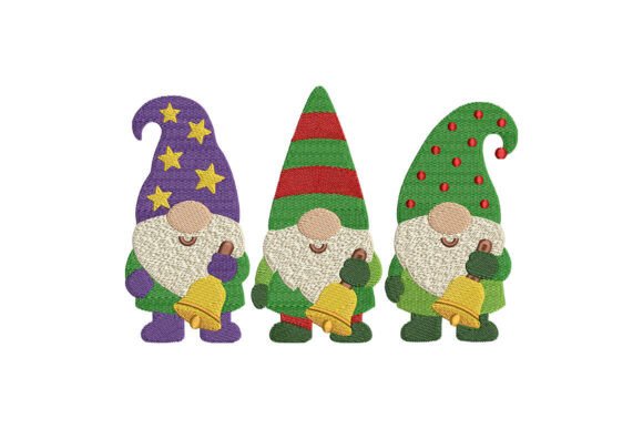 Christmas Gnomes with Bells Embroidery