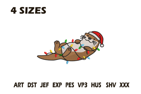 Cute Christmas Otter Embroidery