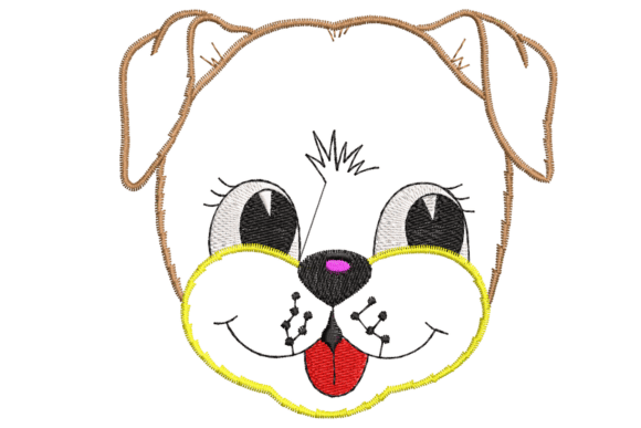 Cute Puppy Face Embroidery Design
