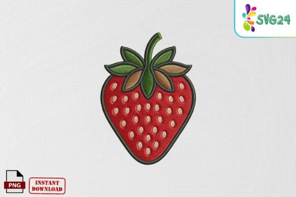 Cute Strawberry Patch Style Embroidery P