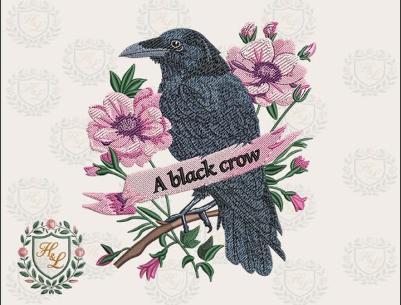 Floral Raven Embroidery Files