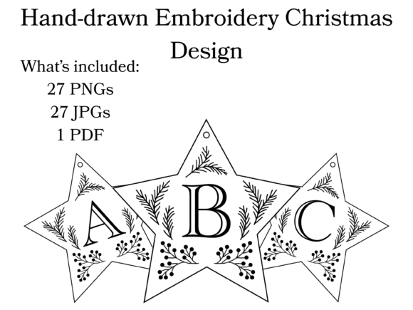 Hand-Drawn Christmas Embroidery Design
