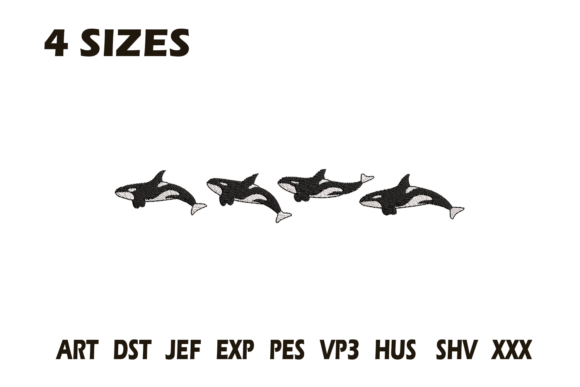 Orca Dolphin Line Embroidery