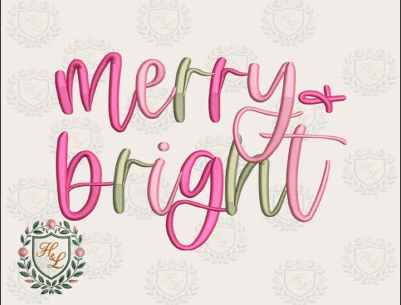 Pink Merry Christmas Embroidery Files