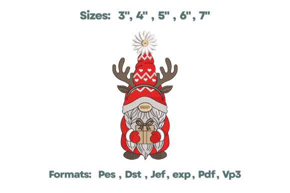 Reindeer Antlers Gnome Gift Embroidery