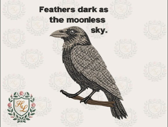 Rustic Branch Crow Embroidery Files
