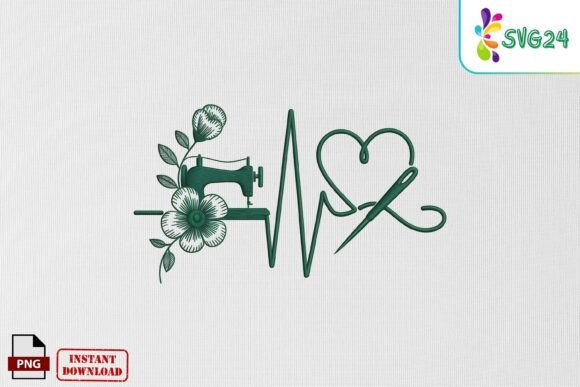 Sewing Heartbeat Machine Embroidery PNG