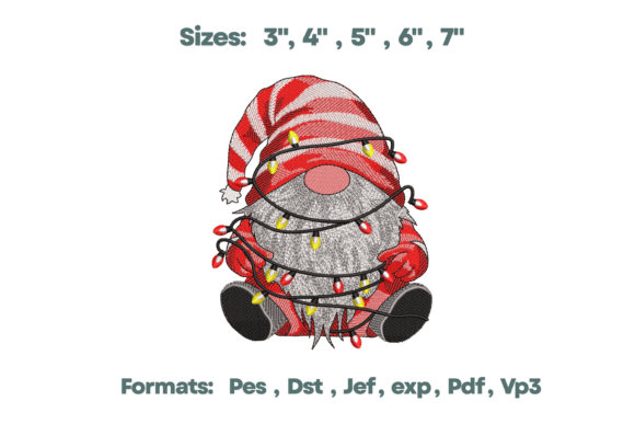 Tangled Lights Gnome Funny Embroidery