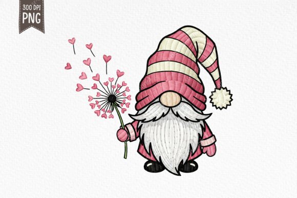 Valentine Embroidery Gnome Dandelion